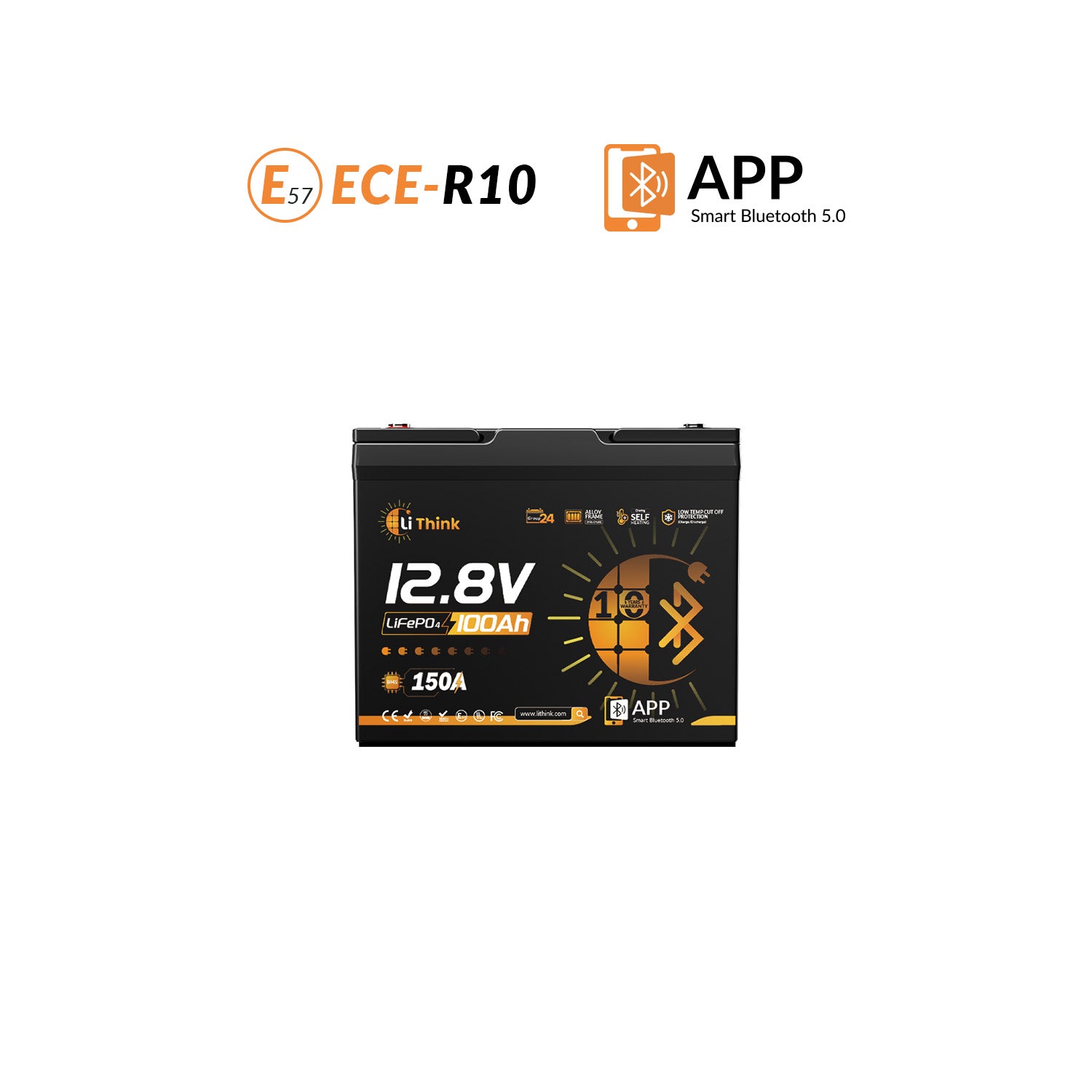 LiThink 12V 100Ah Group 24 LiFePO4 Battery with 150A BMS, Bluetooth & Self-Heating — for RVs, Marine & Solar