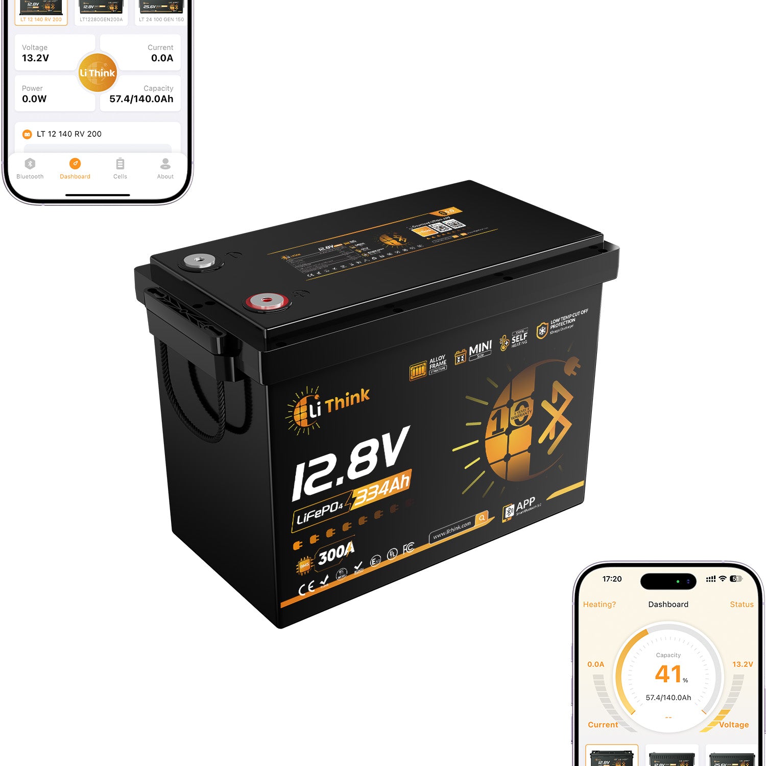 LiThink 12V 334Ah Mini Pro LiFePO4 Battery with EVE LF334 Cells, 300A BMS, Bluetooth & Self-Heating — for RVs, Trolling Motors & Solar