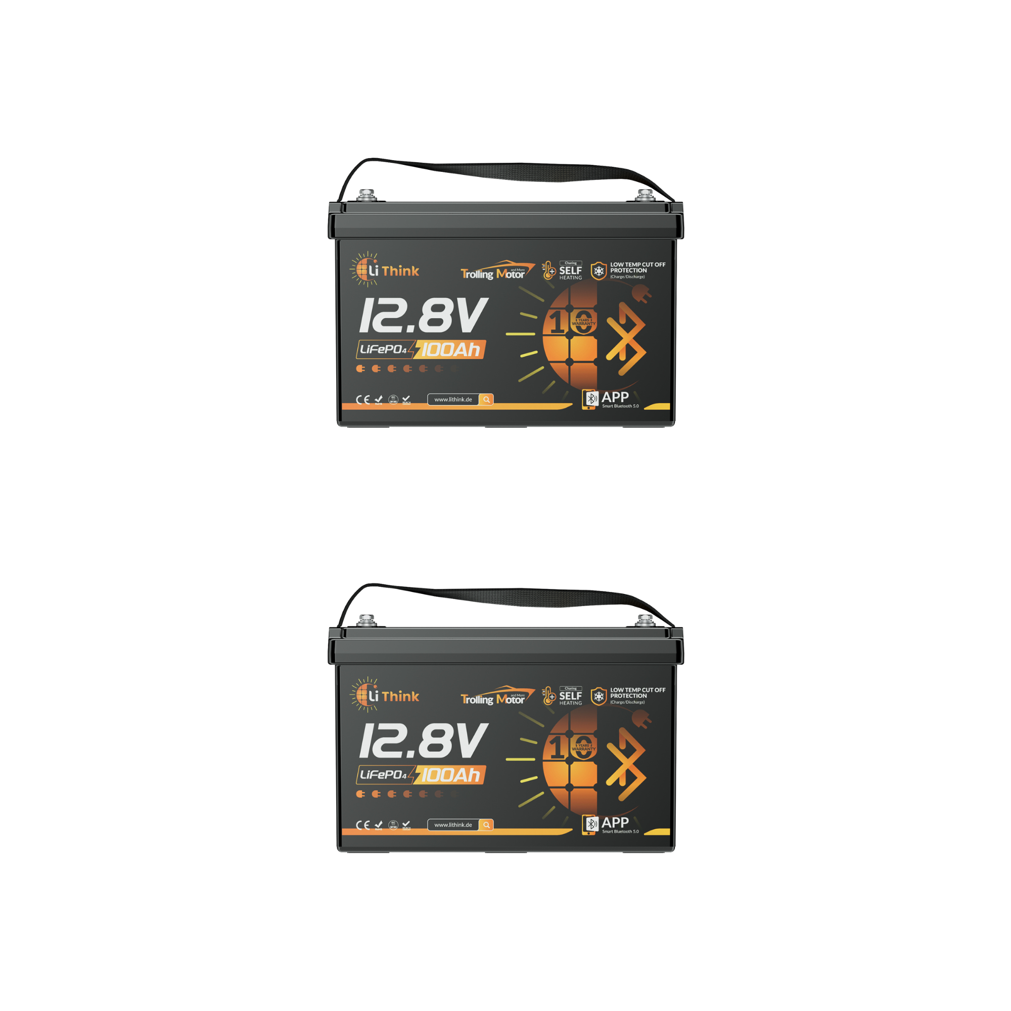 LiThink 12V 100Ah Trolling Motor LiFePO4 Battery with 150A BMS, Bluetooth & Self-Heating