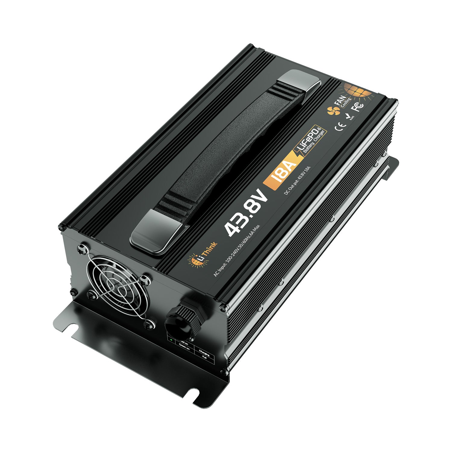 LiThink 43.8V 18A Fan-Cooled LiFePO4 Battery Charger for 36V Lithium Batteries