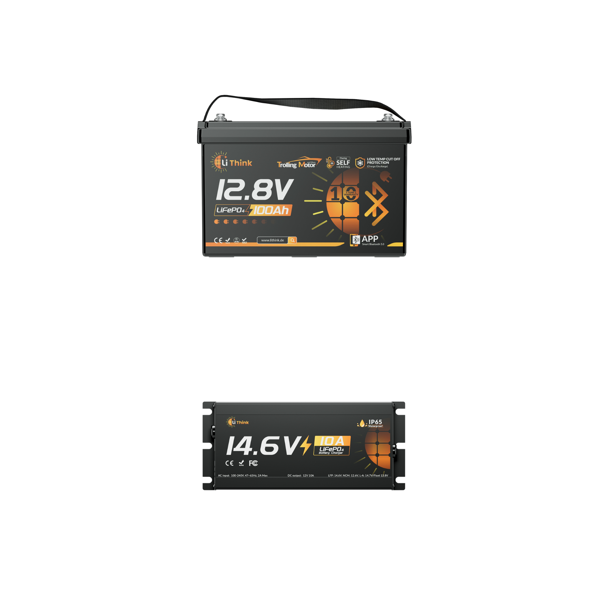 LiThink 12V 100Ah Trolling Motor LiFePO4 Battery with 150A BMS, Bluetooth & Self-Heating