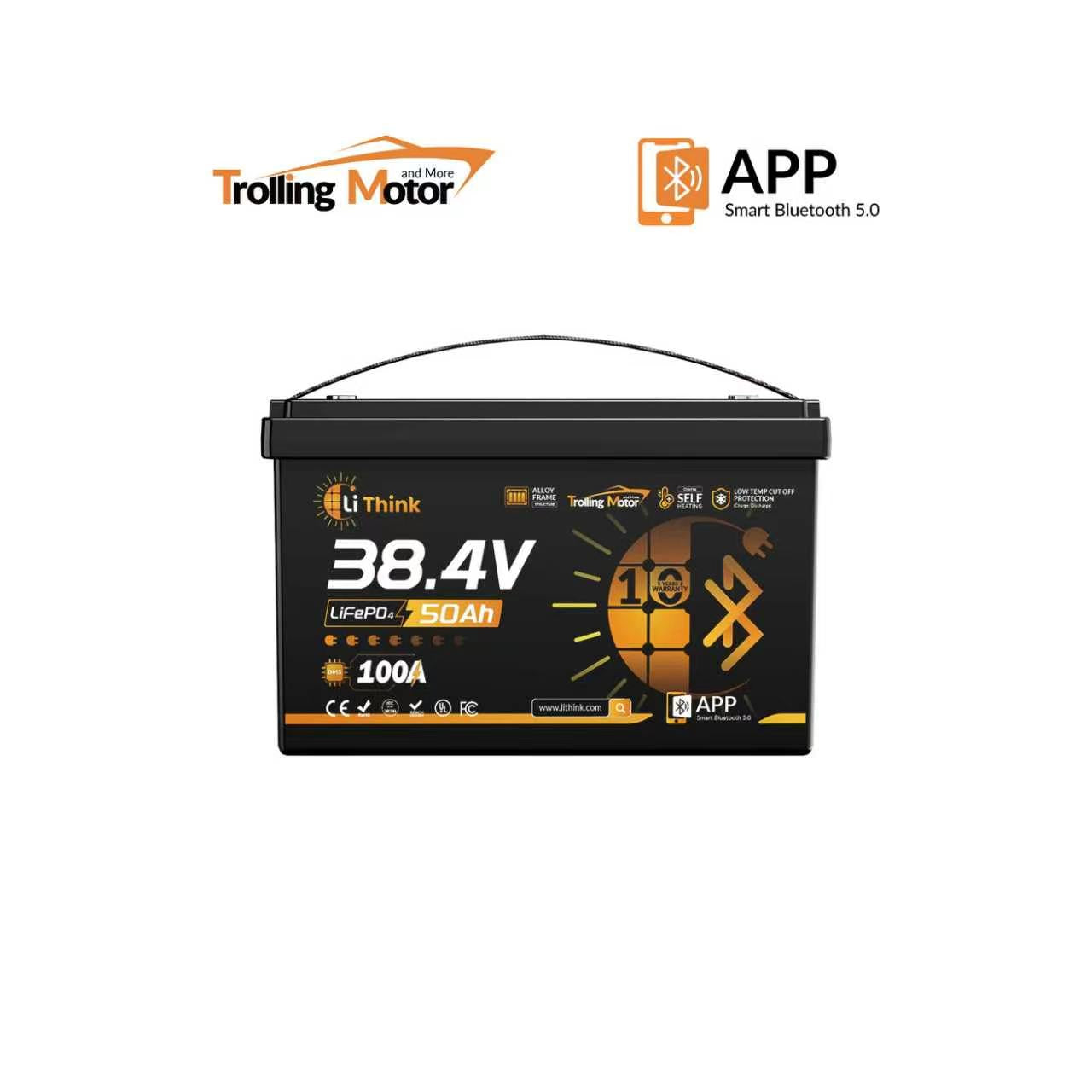 LiThink 36V 50Ah Trolling Motor LiFePO4 Battery with 100A BMS, Bluetooth & Self-Heating