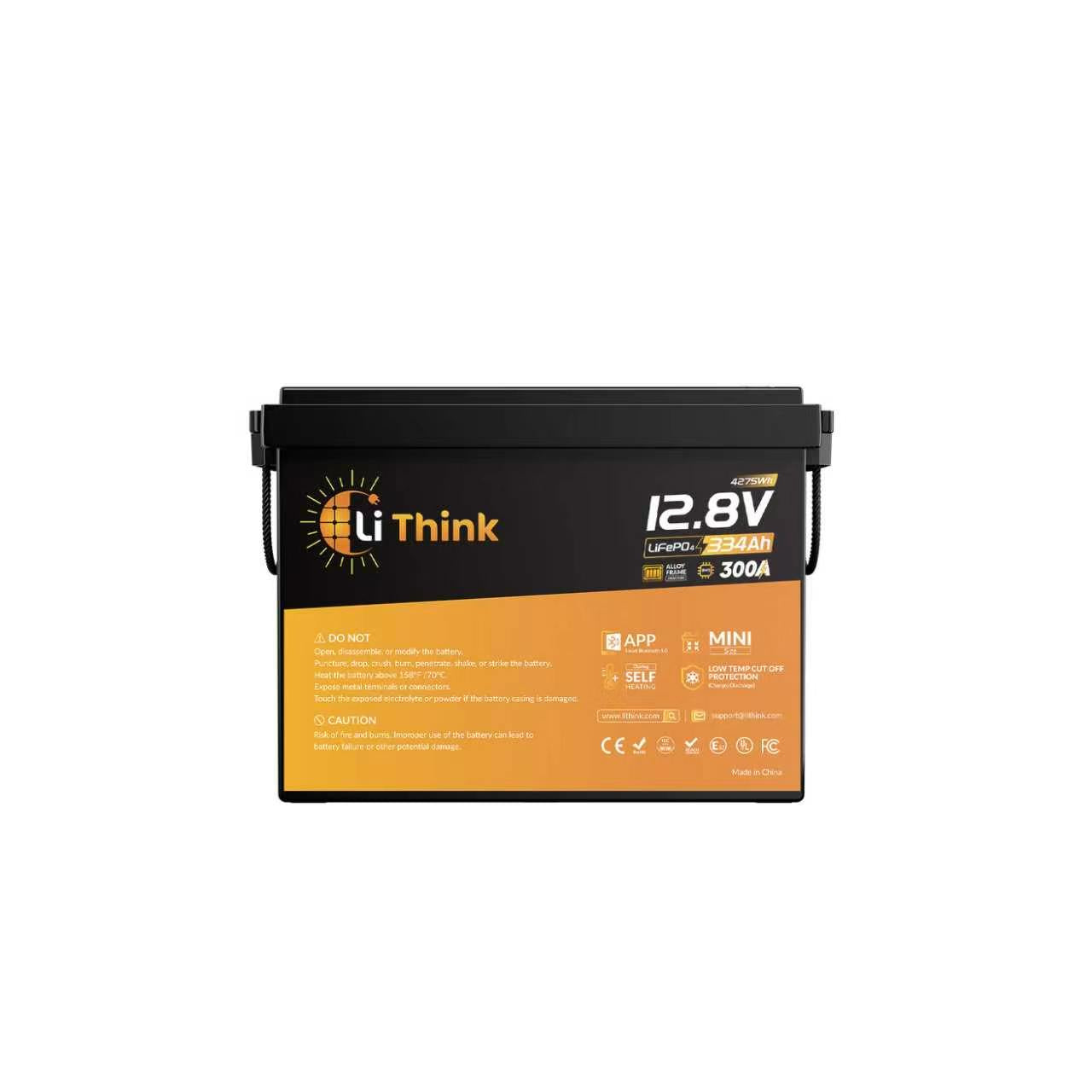LiThink 12V 334Ah Mini Pro LiFePO4 Battery with EVE LF334 Cells, 300A BMS, Bluetooth & Self-Heating — for RVs, Trolling Motors & Solar