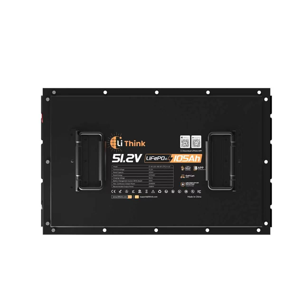 LiThink 48V 105Ah Golf Cart LiFePO4 Battery with EVE LF105 Cells, 400A BMS & Bluetooth