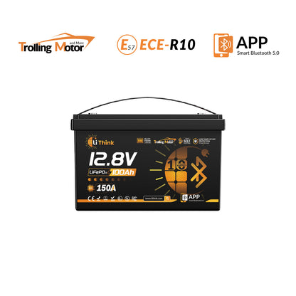 LiThink 12V 100Ah Trolling Motor LiFePO4 Battery with 150A BMS, Bluetooth & Self-Heating
