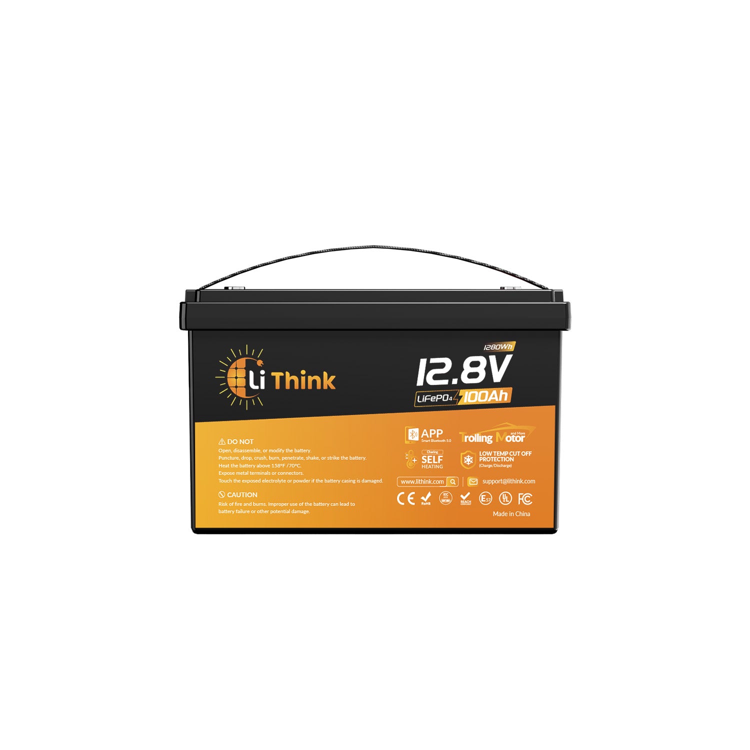 LiThink 12V 100Ah Trolling Motor LiFePO4 Battery with 150A BMS, Bluetooth & Self-Heating