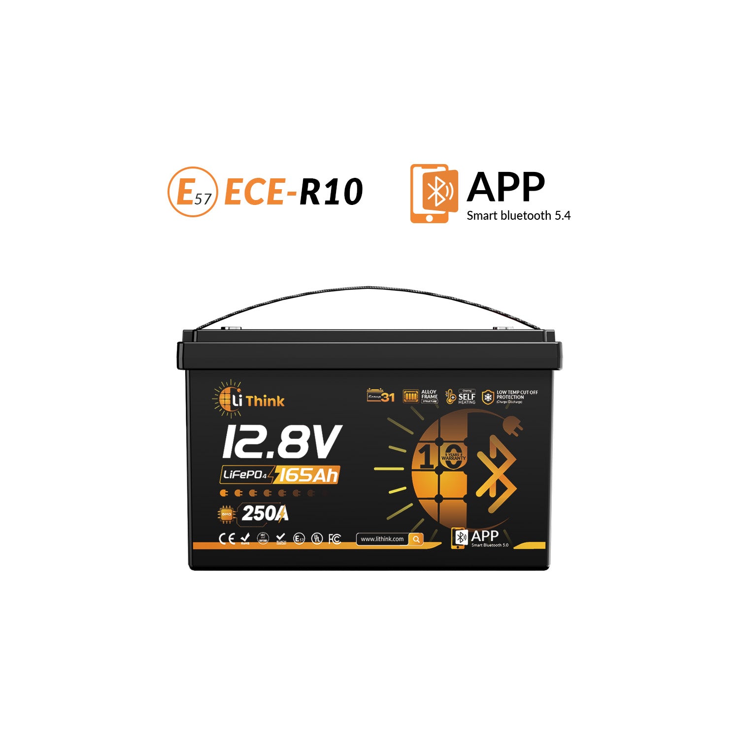 LiThink 12V 165Ah LiFePO4 Battery with 250A BMS, Bluetooth & Self-Heating — for RVs, Marine & Off-Grid Power