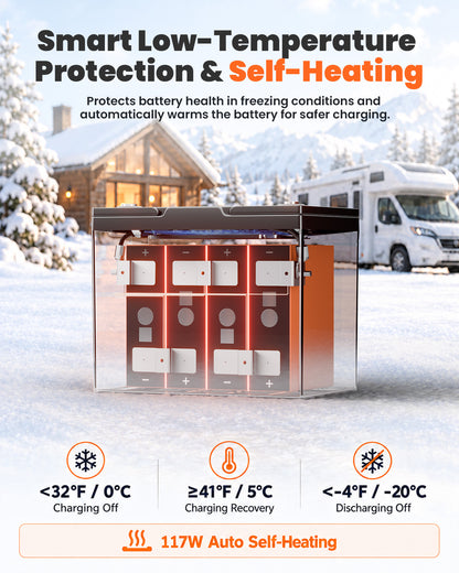 LiThink 12V 100Ah Group 24 LiFePO4 Battery with 150A BMS, Bluetooth & Self-Heating — for RVs, Marine & Solar