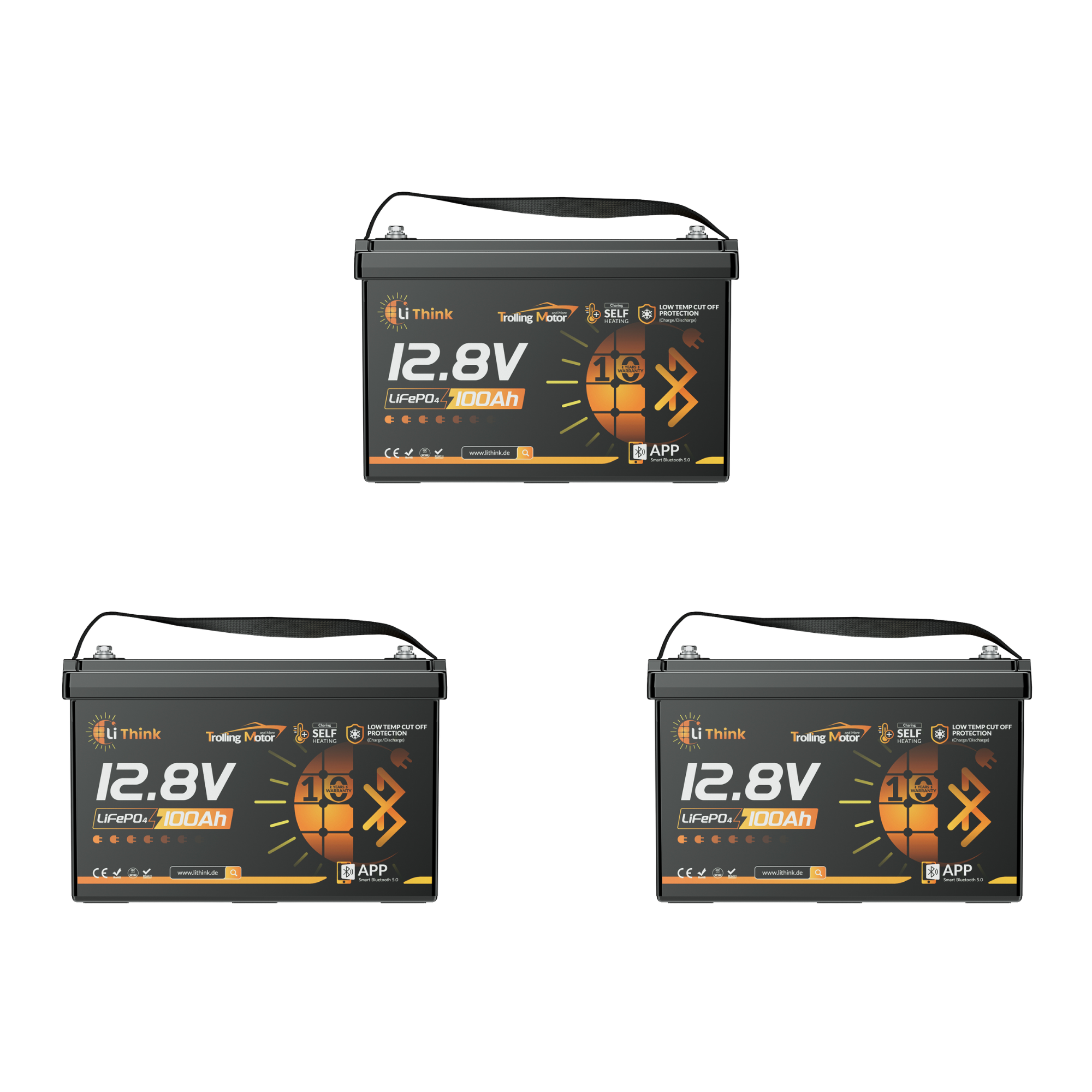 LiThink 12V 100Ah Trolling Motor LiFePO4 Battery with 150A BMS, Bluetooth & Self-Heating