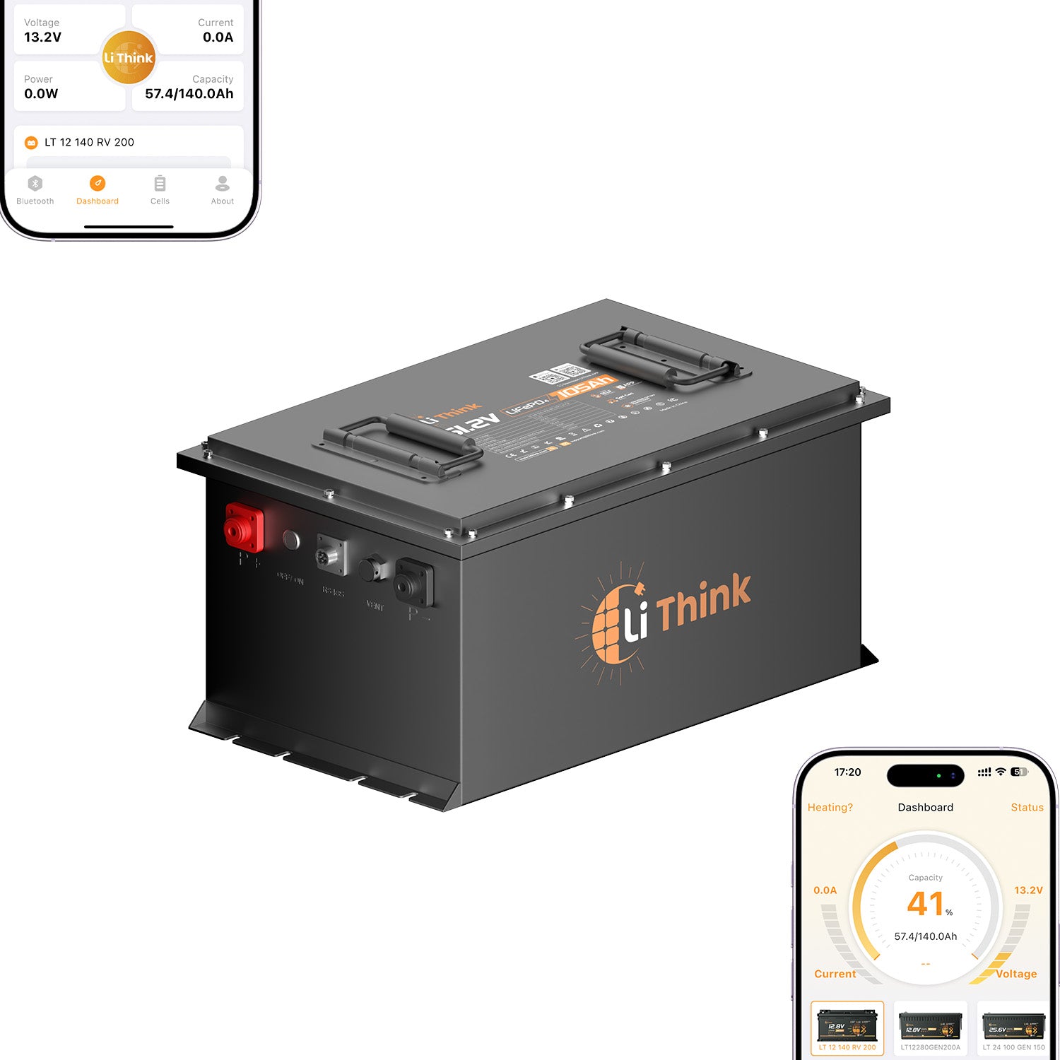 LiThink 48V 105Ah Golf Cart LiFePO4 Battery with EVE LF105 Cells, 400A BMS & Bluetooth