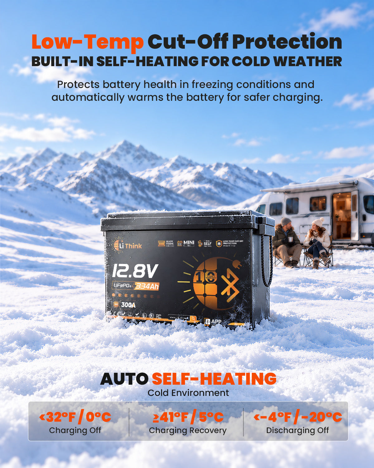 LiThink 12V 334Ah Mini Pro LiFePO4 Battery with EVE LF334 Cells, 300A BMS, Bluetooth & Self-Heating — for RVs, Trolling Motors & Solar