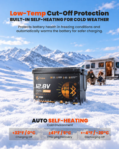 LiThink 12V 334Ah Mini Pro LiFePO4 Battery with EVE LF334 Cells, 300A BMS, Bluetooth & Self-Heating — for RVs, Trolling Motors & Solar
