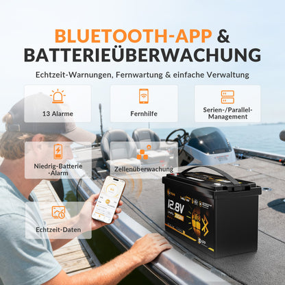 LiThink 12V 100Ah Trolling Motor LiFePO4 Battery with 150A BMS, Bluetooth & Self-Heating