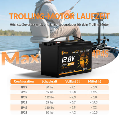 LiThink 12V 100Ah Trolling Motor LiFePO4 Battery with 150A BMS, Bluetooth & Self-Heating