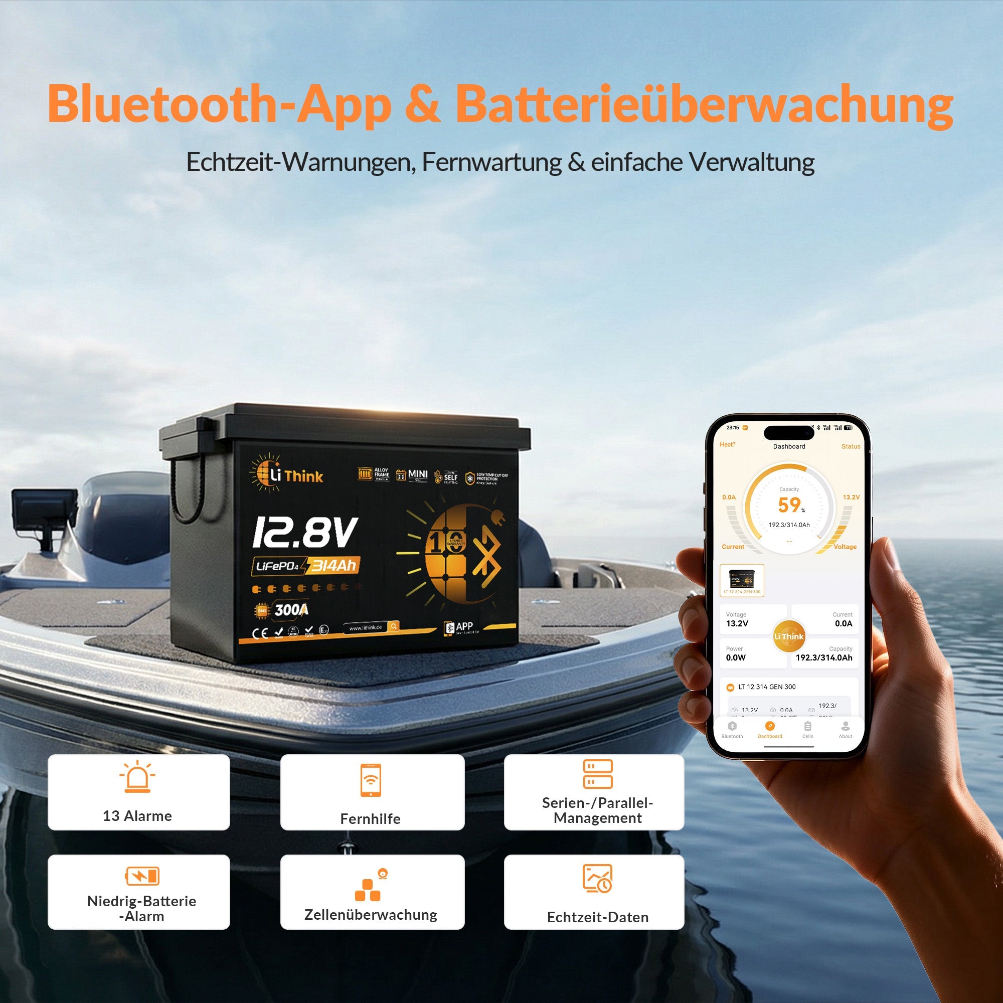 LiThink 12V 334Ah Mini Pro LiFePO4 Battery with EVE LF334 Cells, 300A BMS, Bluetooth & Self-Heating — for RVs, Trolling Motors & Solar