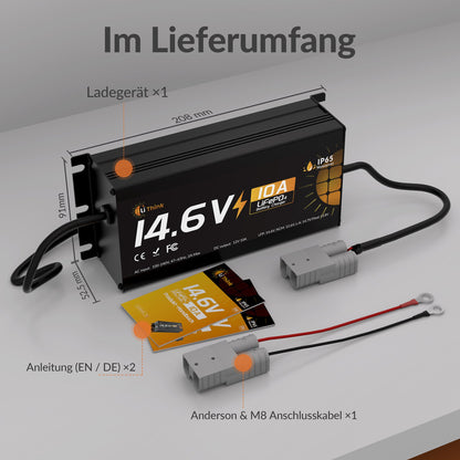 LiThink 14.6V 10A Waterproof Battery Charger — for LiFePO4, NCM & Lead-Acid Batteries